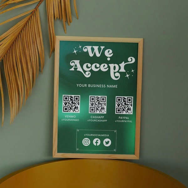 Retro Scan to Pay Editable Template/ QR Code Sign/ Scan and Pay Sign/ Ways to Pay Template/ Payment Method Sign/ Cashapp Sign/ Venmo Sign