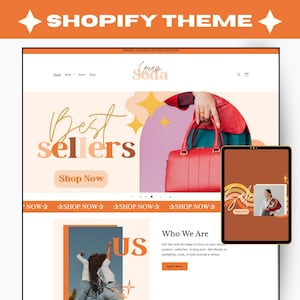 Shopify Theme, Shopify Template, Retro Shopify Theme, Boutique Shopify Banners, Shopify Website, Canva Banners, Feminine Shopify Theme