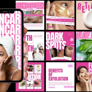 Pink Skincare Instagram, Esthetician Instagram, Pink Skincare Instagram Templates, Pink Esthetician Templates, Pink Skincare Social Media