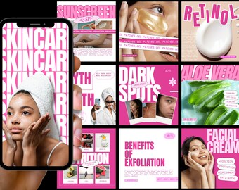 Pink Skincare Instagram, Esthetician Instagram, Pink Skincare Instagram Templates, Pink Esthetician Templates, Pink Skincare Social Media