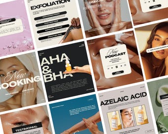 Skincare Instagram, Esthetician Instagram, Skincare Instagram Templates, Skincare Posts, Esthetician Templates, Skincare Social Media