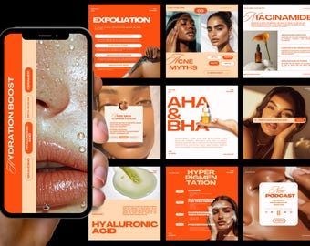 Skincare Instagram, Esthetician Instagram, Skincare Instagram Templates, Skincare Posts, Esthetician Templates, Skincare Social Media