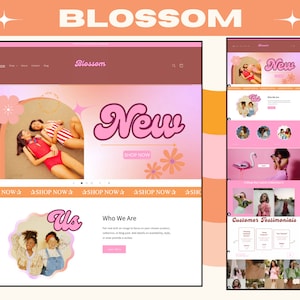 Shopify Theme/ Pink Shopify Theme/ Retro Shopify Theme/ Boutique Shopify Banners/ Pastel Shopify Banners/Feminine Shopify Theme