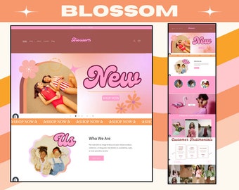 Shopify Theme/ Pink Shopify Theme/ Retro Shopify Theme/ Boutique Shopify Banners/ Pastel Shopify Banners/Feminine Shopify Theme