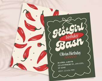 21st Birthday Invite,  Retro Funny Birthday Invite Template, Canva Invitation Template, Girly Birthday Invite, 30th Birthday Invite