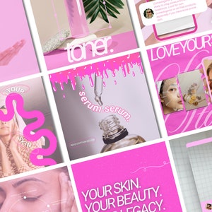 Pink Skincare Instagram, Esthetician Instagram, Pink Skincare Instagram Templates, Pink Esthetician Templates, Pink Skincare Social Media
