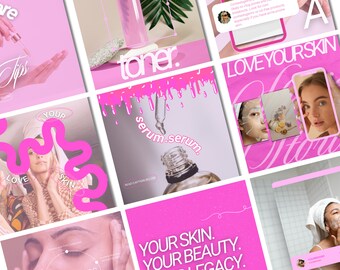 Pink Skincare Instagram, Esthetician Instagram, Pink Skincare Instagram Templates, Pink Esthetician Templates, Pink Skincare Social Media