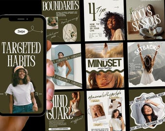 Mindset Coach Instagram Templates | Life Coach Templates | Mindset Coach Social media posts | Holistic Coach Posts | Coaching Templates