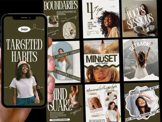 Mindset Coach Instagram Templates | Life Coach Templates | Mindset Coach Social media posts | Holistic Coach Posts | Coaching Templates