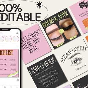 May include: A pink and yellow price list for classic, hybrid, and volume lashes. The price list is on a phone screen with a pink background. The text "PRICE LIST" is in a bold, black font. The text "CLASSIC LASHES", "HYBRID LASHES", and "VOLUME LASHES" are in a black font. The text "Full Set &pound;120", "Mini Fill &pound;40", "Classic Fill &pound;60", "Full Set &pound;150", "Mini Fill &pound;70", "Classic Fill &pound;90", "Full Set &pound;280", "Mini Fill &pound;120", "Classic Fill &pound;170" is in a white font.