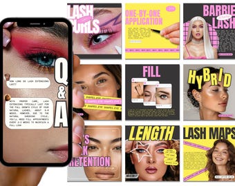 Lash Tech Instagram, Lash Instagram, Modelli per Lash Artist, Modello per social media con ciglia, Modelli per Instagram con ciglia di lusso, Post per Instagram con ciglia
