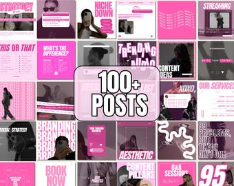 Plantillas de Instagram para el administrador de redes sociales de Pink, plantillas de administrador de redes sociales de Pink, plantilla de estrategia de redes sociales de Pink, SMM Instagram Canva