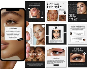 Lash Tech Instagram, Ciglia di lusso Instagram, Modelli per artisti estetici, Modello per social media sulle ciglia, Modelli per Instagram sulle ciglia di lusso