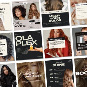 Hair Stylist Instagram Templates, Hair Stylist Templates, Hairstylist Social Media, Hair Stylist Branding, Hairstylist Social Media, Hair Ig