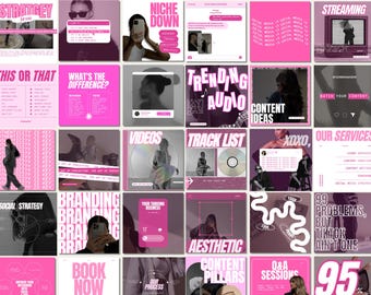 Plantillas de Instagram para el administrador de redes sociales de Pink, plantillas de administrador de redes sociales de Pink, plantilla de estrategia de redes sociales de Pink, SMM Instagram Canva