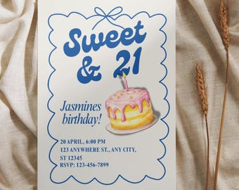 21st Birthday Invite Template, Whimsical Birthday Invite Template, Canva Invitation Template, Alcohol Invitation, 21st Birthday Template