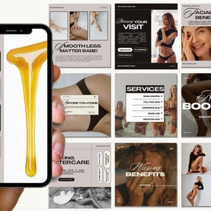 Waxing Instagram, Esthetician Instagram, Waxing Instagram Templates, Waxing Social Media Posts, Esthetician Templates, Skincare Social Media