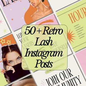 Lash Tech Sociale Media, Lash Instagram, Lash Marketing, Lash Social Media Sjablonen, Retro Lash Instagram Sjablonen, Lash Sjablonen
