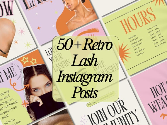 Lash Tech Social Media, Lash Instagram, Lash Marketing, Lash Social Media Templates, Retro Lash Instagram Templates, Lash Templates