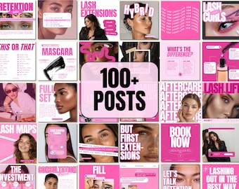 Pink Lash Tech Instagram, Pink Lash Instagram, Pink Lash Artsist Templates, Pink Lash Social Media Template, Luxury Lash Instagram Templates