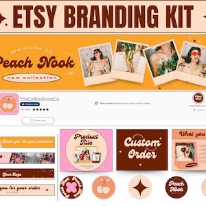 Retro Etsy Shop Canva, Etsy Shop Banners Kit, Etsy Shop Banners Templates, Etsy Listing Photos, Etsy Store Banners, Etsy Shop Canva Banners