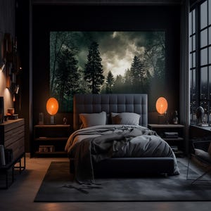 Magic dark forest peel stick wallpaper, forest scenery, dark forest wall paper, removable wallpaper, scenery wallpaper