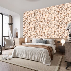 autumn flowers peel and stick wallpaper, removable wallpaper, autumn wallpaper, floral wallpaper, simple cute flowers