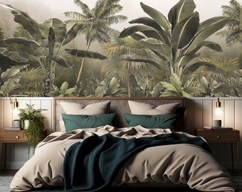 Palm Tree Themed | Peel and Stick | Non-Woven | Textile | Tropical Wall Mural | Palm Tree Wallpaper