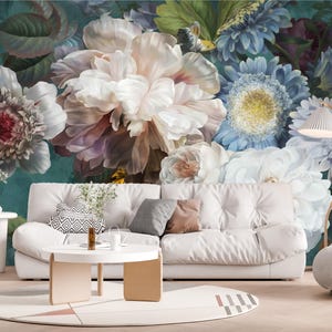 Colorful Floral Wall Mural: Peel and Stick Removable Wallpaper