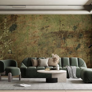 Green concrete peel and stick wallpaper - Bedroom wallpaper  - Renter wallpaper - peel and stick mural