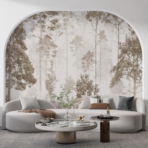 Vintage Landscape Wallpaper, Forest Scene Wallpaper, Peel And Stick, Self Adhesive Wallpaper, Forest Mural