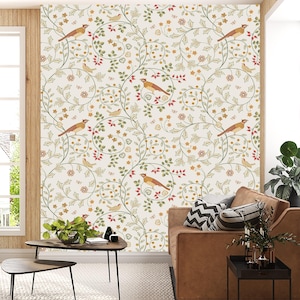 William Morris Peel And Stick Wallpaper, Removable Wallpaper, Beige Wallpaper, Blossom Wallpaper, Botanical Wallpaper