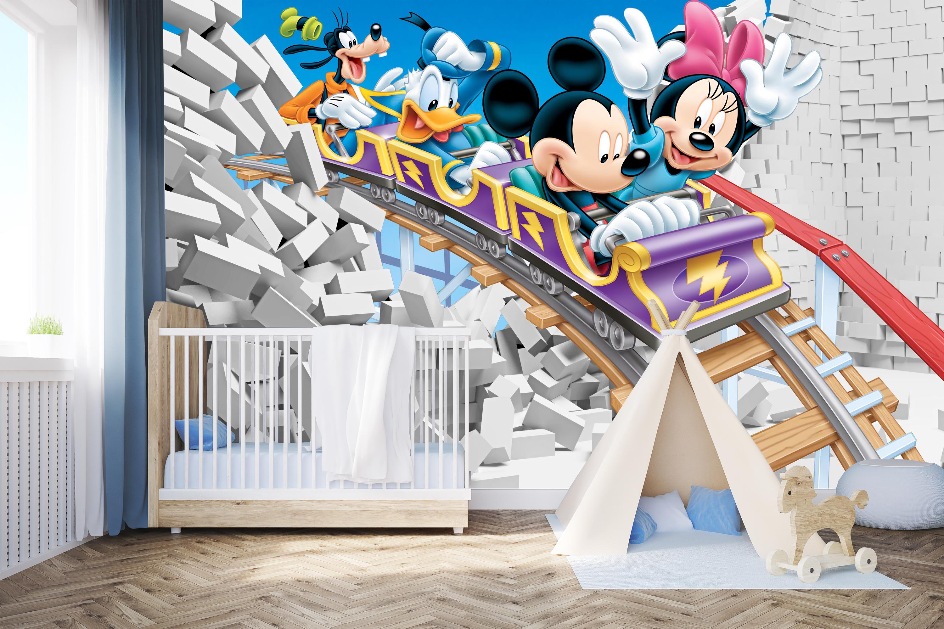 Mickey and Minnie Mouse Removable Wallpaper: Kids Nursery Decor - Etsy  Israel, image size:3000x1999