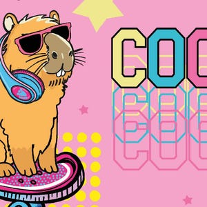 Coole Capybara Tapete, abziehen und aufkleben, abnehmbare Tapete, rosa Art-Deco-Tapete, Tiertapete