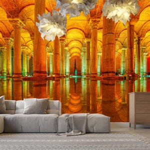 Basilica Cistern Wallpaper: Removable Castle Lighting Wallpaper