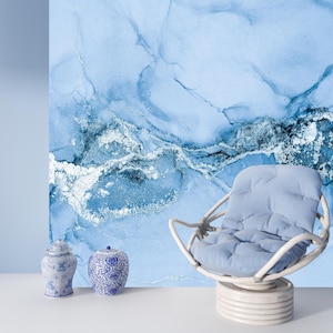 Blue Marble Wallpaper: Abstract Texture, Peel and Stick Wall Mural