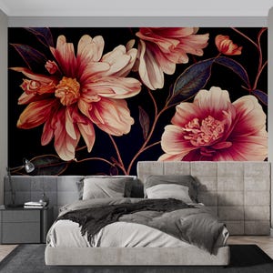 Tapete Wandbild Rosa & Weiße Blumen, Schälen und Aufkleben