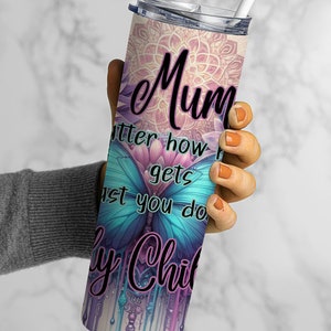 A Mother, Funny Mum Quote, 20oz Tumbler Wrap, Mothers Day, Pastel Butterflies, Mum Quotes Tumbler, Butterfly Tumbler, Mum Quote Wraps image 2