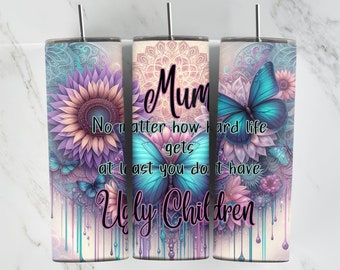 A Mother, Funny Mum Quote, 20oz Tumbler Wrap, Mothers Day, Pastel Butterflies, Mum Quotes Tumbler, Butterfly Tumbler, Mum Quote Wraps