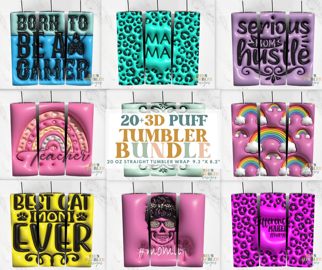 20 3D PUFF, 20oz Sublimation Bundle, 3D Sublimation Wraps, Sublimation