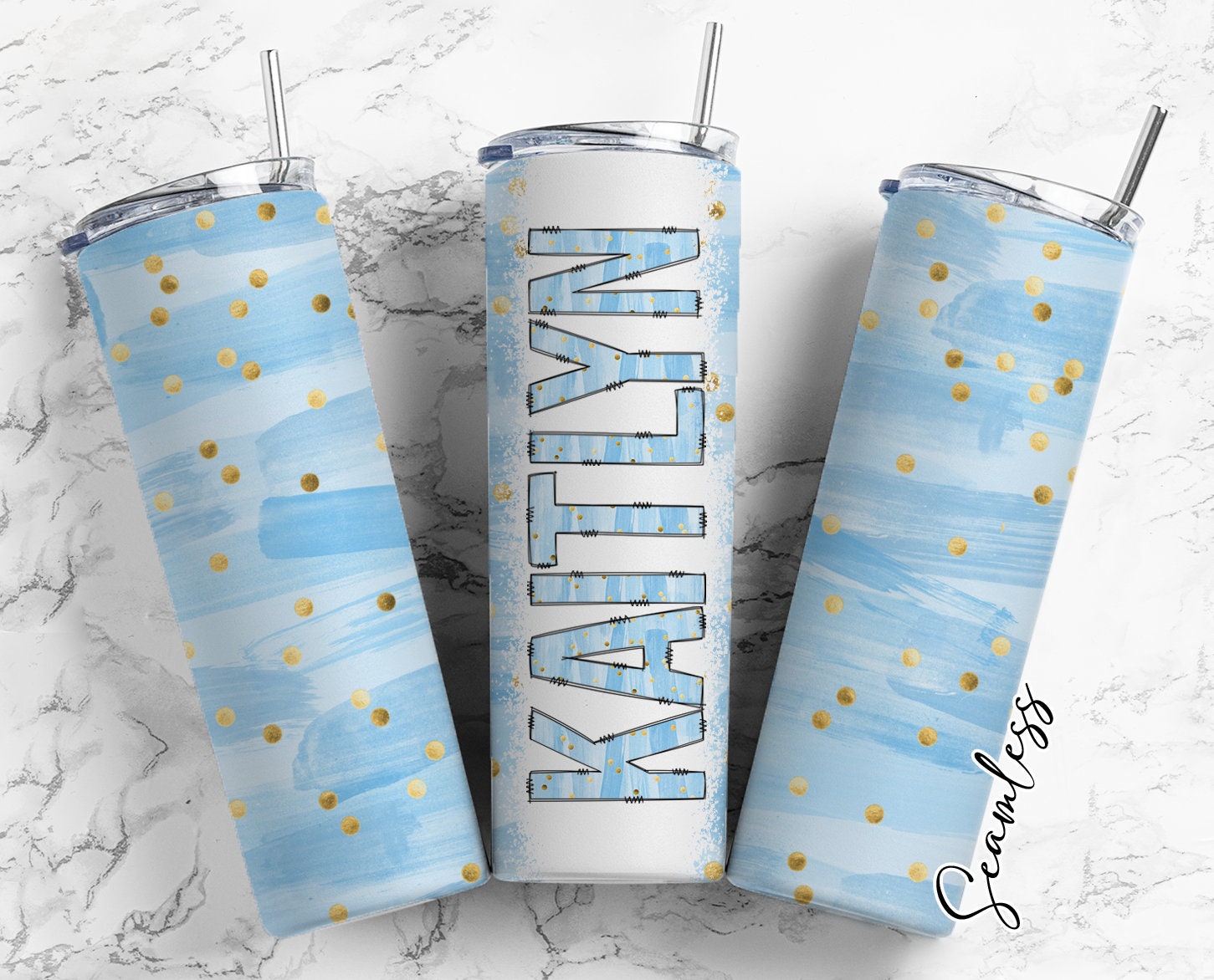 Blue Feather Design Add Your Own Name, 20oz Sublimation Tumbler Design –  The Doodle Letter Store