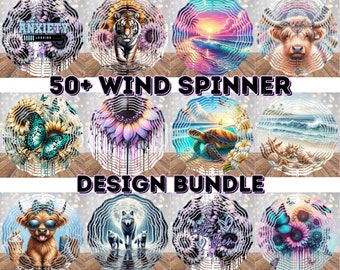 50+ Wind Spinners Bundle, Great Mix of Designs, Beach, Animals  Bundle,  Wind Spinner Designs, Png, Mock Ups Provided, Positive Quote Design