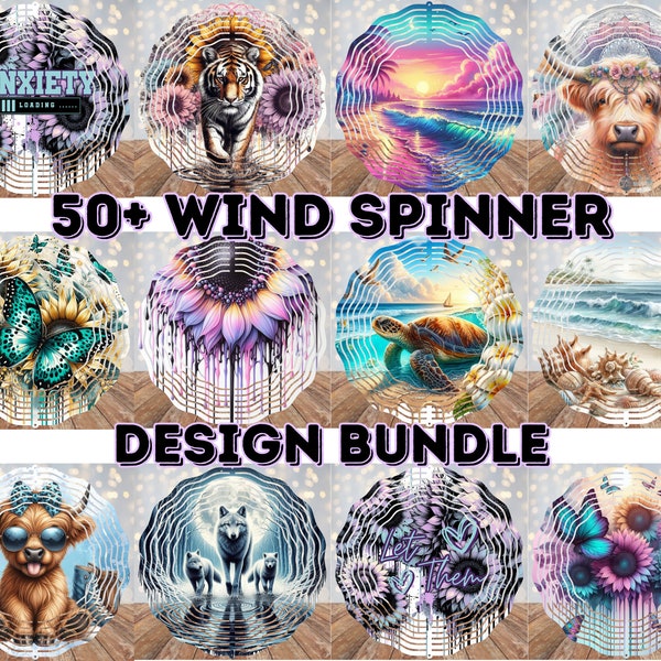 50+ Wind Spinners Bundle, Great Mix of Designs, Beach, Animals  Bundle,  Wind Spinner Designs, Png, Mock Ups Provided, Positive Quote Design