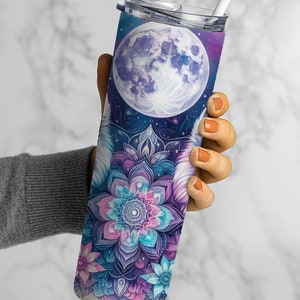 Wolves With The Moon, Pastel Sunflower, 20oz Tumbler Wrap, Pastel Flowers, Boho Wolves, Digital Download, Sublimation, Pastel Wolves image 2