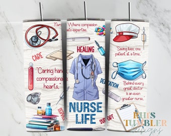Nurse Life 20oz Tumbler Wrap, Sublimation Prints, Digital Download, Sublimation Tumbler, Instant download, Tumbler, Nurse Clip Art