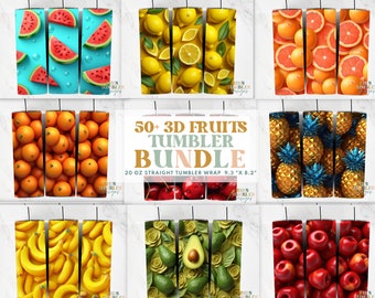 50+ 3D FRUITS, 20oz Sublimation Bundle, 3D Sublimation Wraps, Sublimation Bundle, Instant Download, Png, Mock ups For All Design, 3D WRAPS