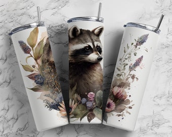 Racoon Watercolour, 20oz Tumbler Wrap, Sublimation Prints, Digital Download Sublimation, Pisces Tumbler, Instant Download PNG, Racoon