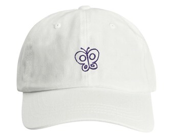 Purple Embroidered Butterfly Cotton Twill Dad Baseball Cap