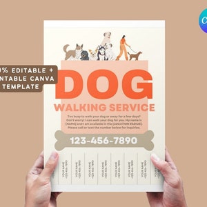 Dog Walker Editable Flyer Printable Canva Template | Instant Download Dog Flyer | Ready to Print Pet Sitter Form | Dog Walker Form | Doggy