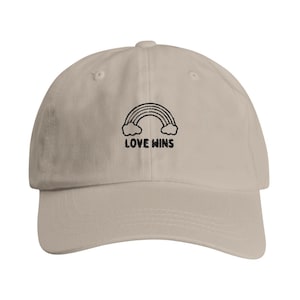 Love Wins Cotton Twill Embroidered Dad Cap Gay Pride Baseball Hat LGBTQ+ Pride Embroidered Baseball Cap Pride Baseball Cap
